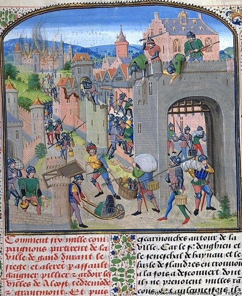 Plik:BNF FR2644 002 - The men of Ghent capture and pillage Grammont (1380).jpg